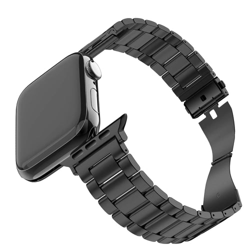 Steel Strap, black, on a watch, 3/4 front view