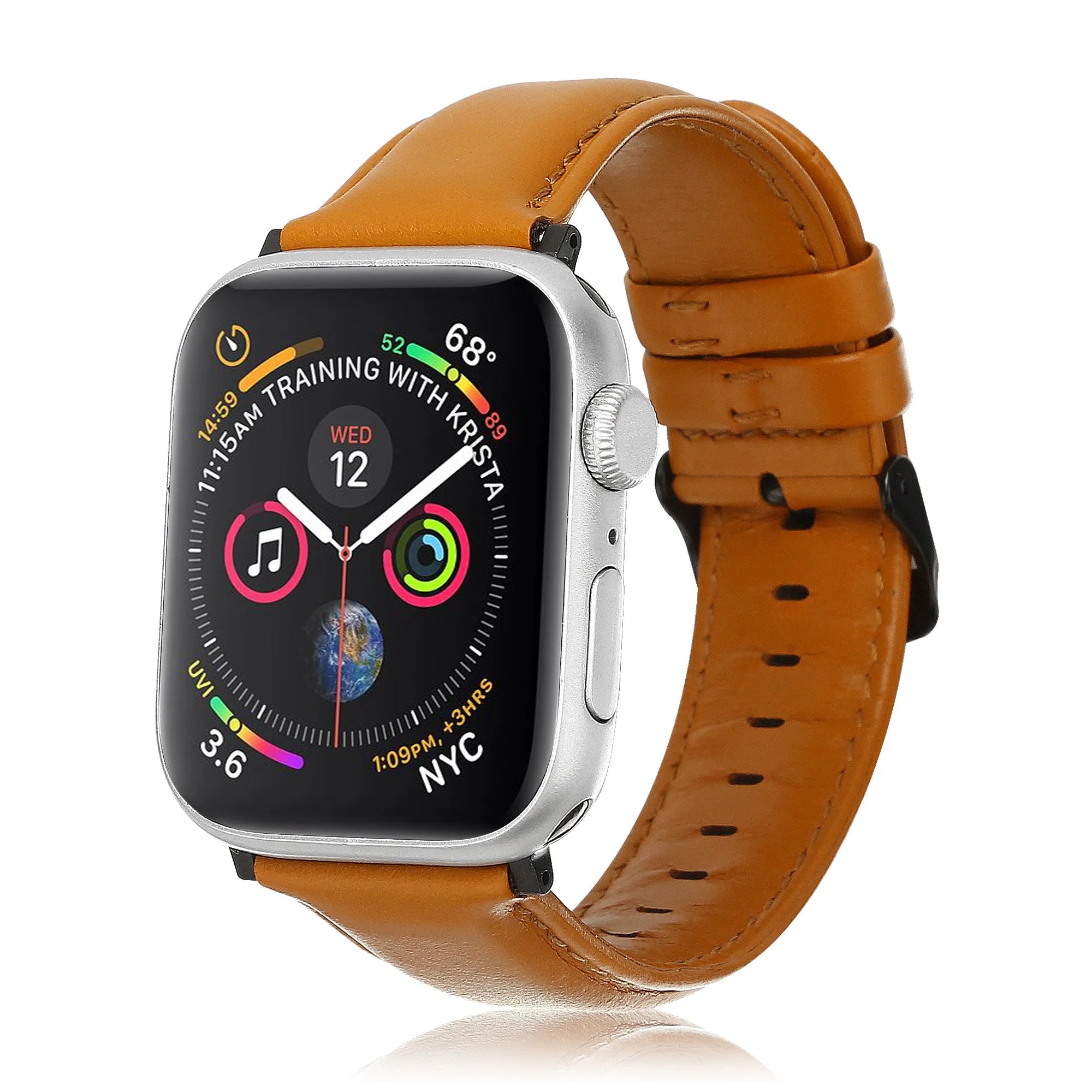 Bracelet cuir Apple Watch (marron clair)