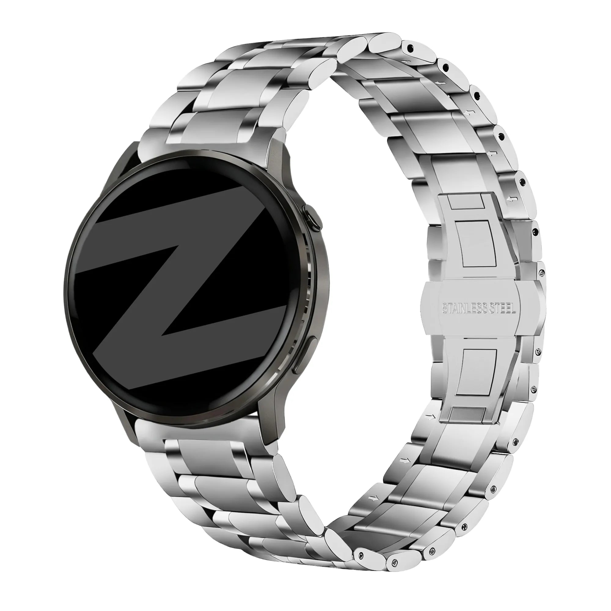 Bandz Garmin Forerunner 265s Steel Link Strap 'Deluxe' (Silver)