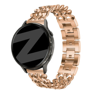 Metal Strap 'Double Chains', rose gold, on a watch, 3/4 front view