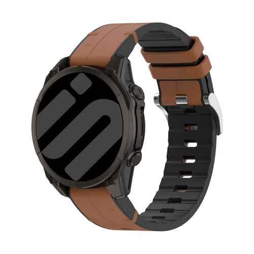 Garmin Fenix E Leather Hybrid Strap (Brown)