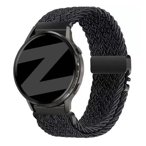 Nylon Braided Strap 'Parachute', graphite, on a watch, 3/4 front view