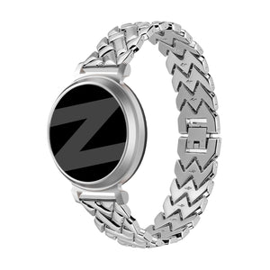 Metal Strap 'V-Type', silver, on a watch, 3/4 front view