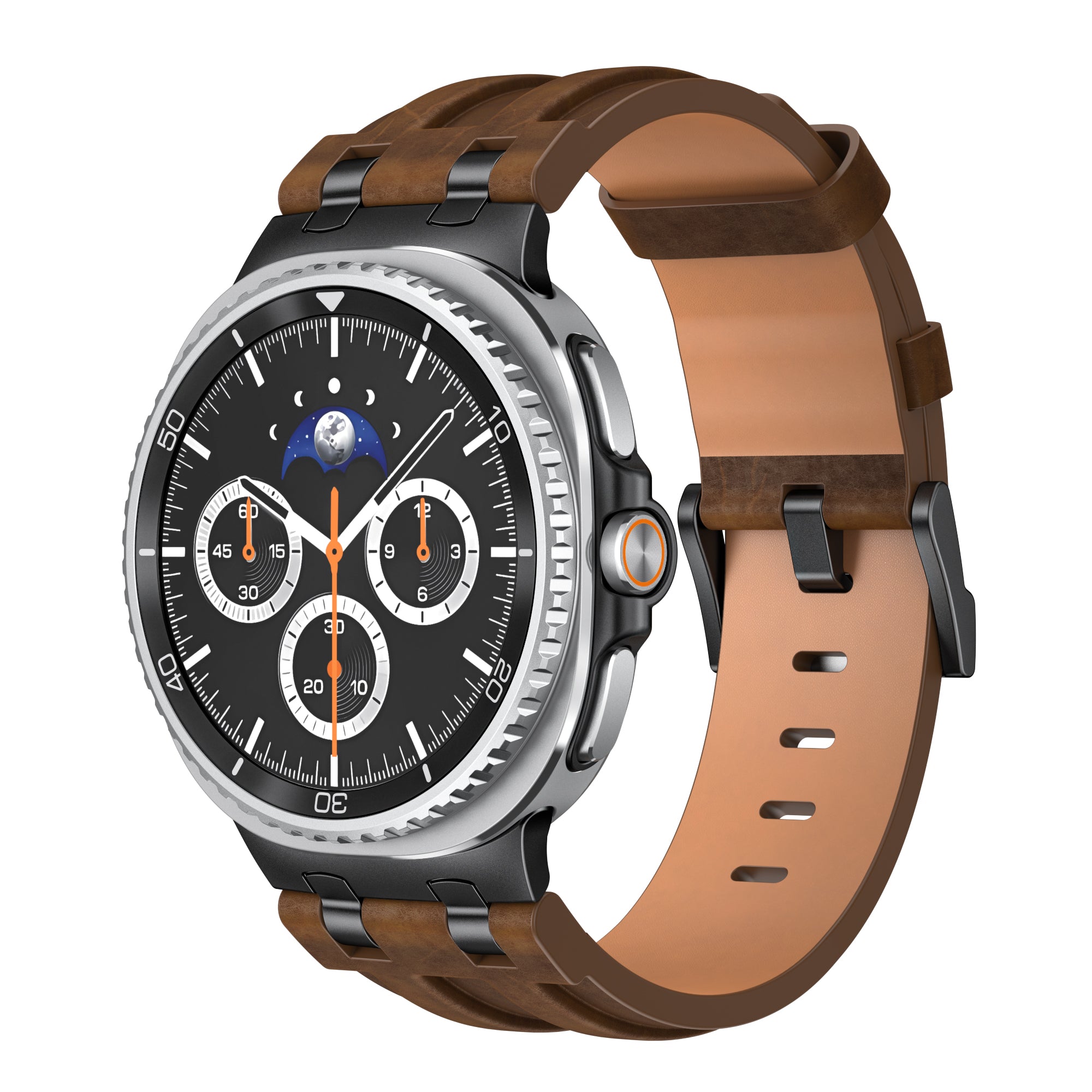 Bracelet cuir solide Samsung Galaxy Watch 8 - 44mm (marron foncé)