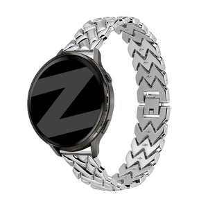 Metal Strap 'V-Type', silver, on a watch, 3/4 front view