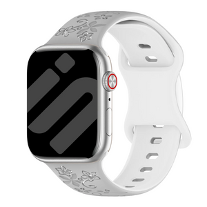 Bracelet silicone à fleurs Apple Watch (gris/blanc)