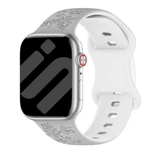 Bracelet silicone à fleurs Apple Watch (gris/blanc)