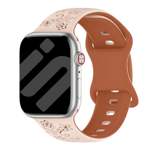 Bracelet silicone à fleurs Apple Watch (milk tea/brun)