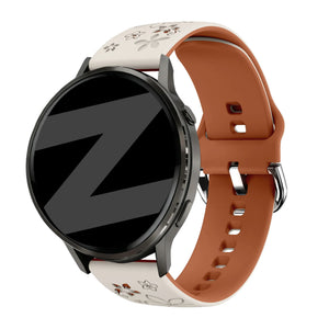 Bandz Bracelet silicone 'Fleurs' Garmin Venu 3s (lumière stellaire/marron)