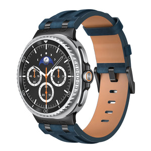 Bracelet cuir solide Samsung Galaxy Watch 9 - 40mm (bleu foncé)