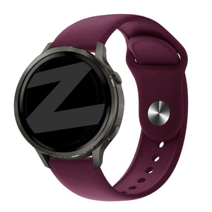 Silicone Sport Strap 'Deluxe', wine red, on a watch, 3/4 front view