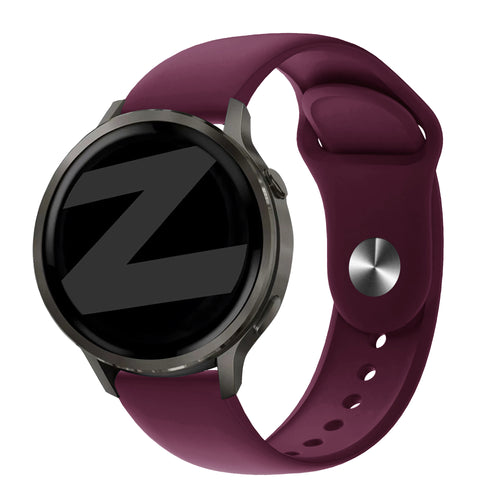 Silicone Sport Strap 'Deluxe', wine red, on a watch, 3/4 front view
