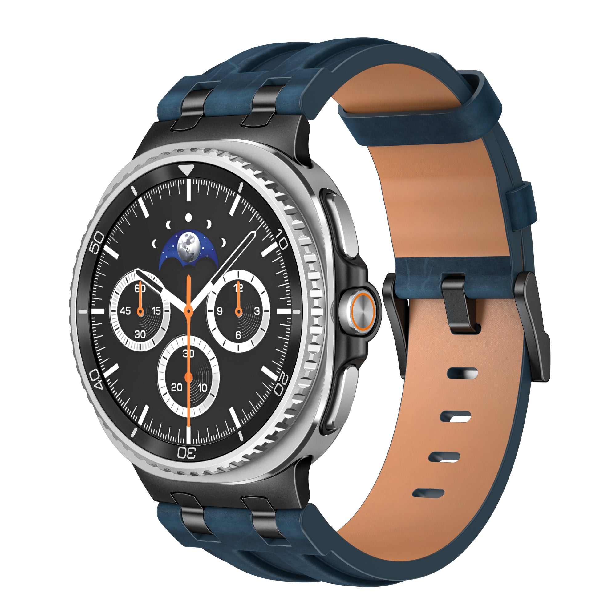 Bracelet cuir solide Samsung Galaxy Watch 8 - 44mm (bleu foncé)