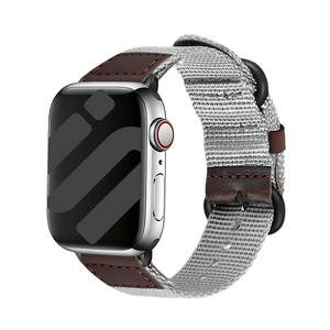 Nylon Canvas Strap, grey, on a watch, 3/4 front view