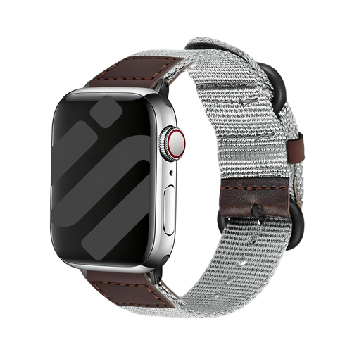 Nylon Canvas Strap, grey, on a watch, 3/4 front view