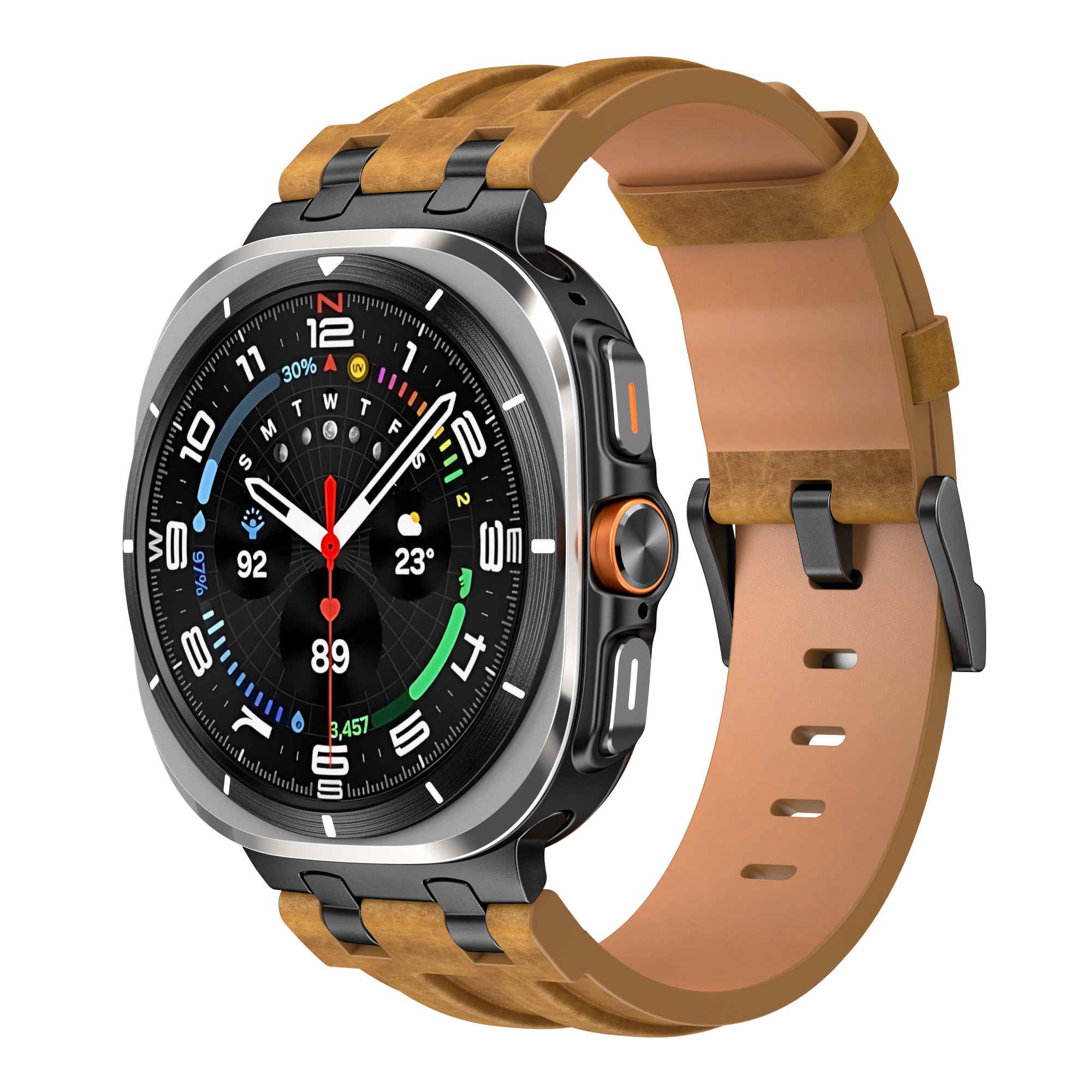 Bracelet cuir solide Samsung Galaxy Watch Ultra (marron)