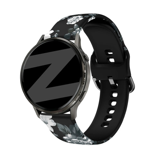 Bandz Bracelet silicone 'Fleur noire' Garmin Vivoactive 5