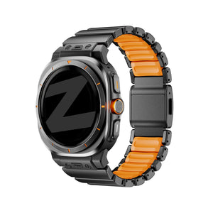 Bandz Samsung Galaxy Watch Ultra 2 Titanium Strap 'Hybrid' (Black/Orange)