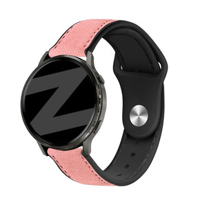 Leather Strap 'Hybrid', pink, on a watch, 3/4 front view