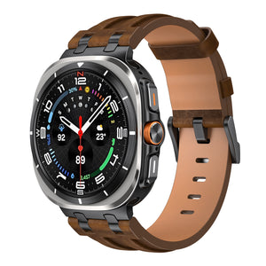 Bracelet cuir solide Samsung Galaxy Watch Ultra 2 (marron foncé)