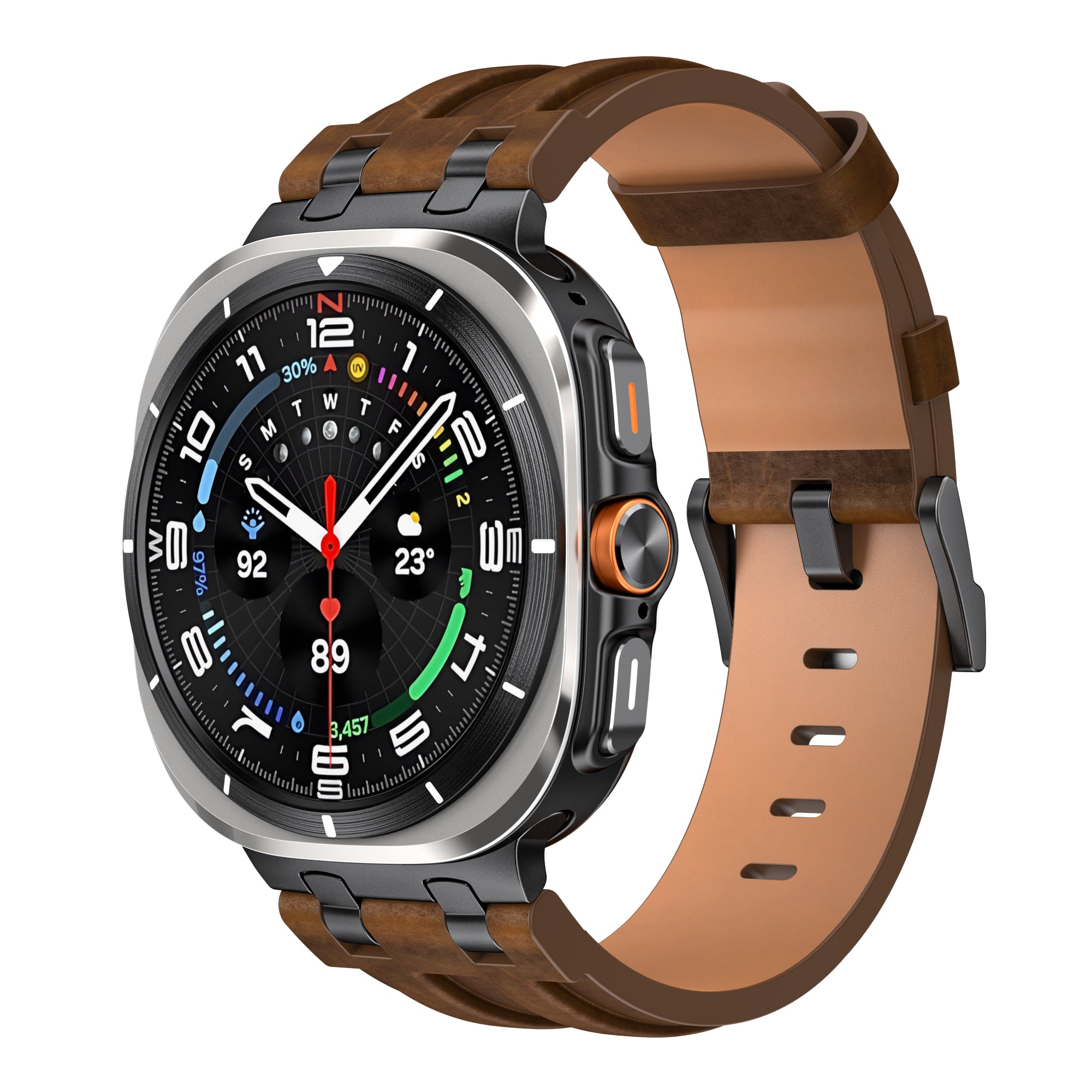 Bracelet cuir solide Samsung Galaxy Watch Ultra 2 (marron foncé)
