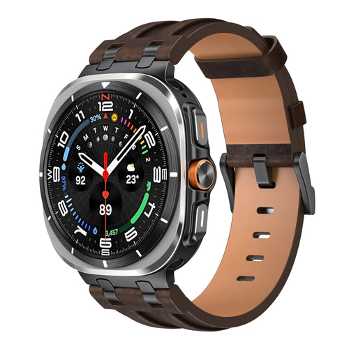 Bracelet cuir solide Samsung Galaxy Watch Ultra 2 (café)