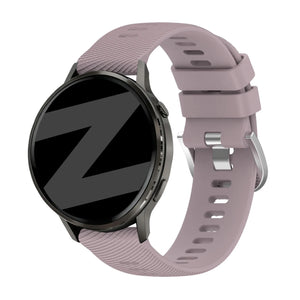 Silicone Strap 'Deluxe', lavender, on a watch, 3/4 front view