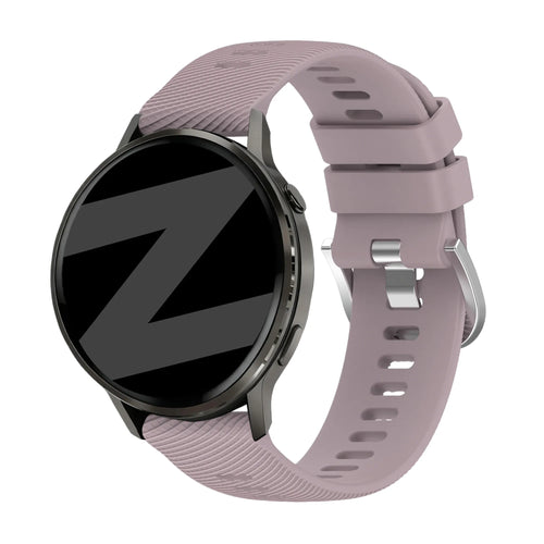 Silicone Strap 'Deluxe', lavender, on a watch, 3/4 front view