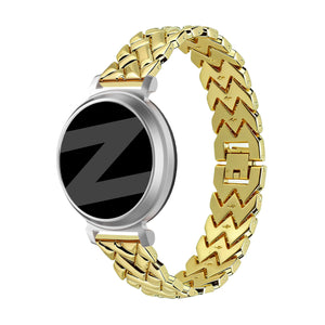 Metal Strap 'V-Type', gold, on a watch, 3/4 front view