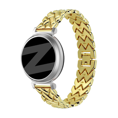 Metal Strap 'V-Type', gold, on a watch, 3/4 front view