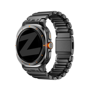 Titanium Strap 'Hybrid', black, on a watch, 3/4 front view