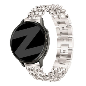 Metal Strap 'Double Chains', starlight, on a watch, 3/4 front view