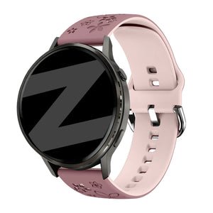 Bandz Garmin Approach J1 Silicone Strap 'Flowers' (Smoke Purple/Light Pink)