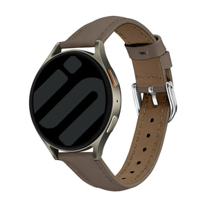 Slimfit Leather Strap, dark brown, on a watch, 3/4 front view