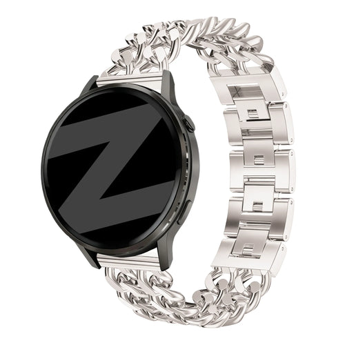 Metal Strap 'Double Chains', starlight, on a watch, 3/4 front view