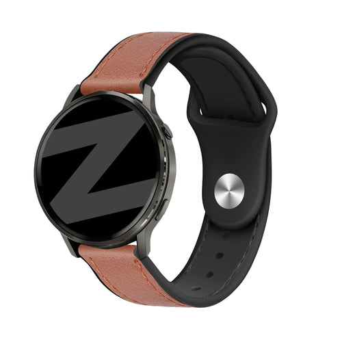 Bandz Bracelet cuir 'Hybrid' Garmin Vivomove Style (marron)