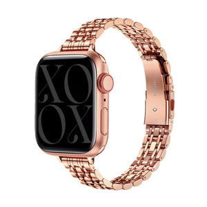 Steel Strap 'Slim', rose gold, on a watch, 3/4 front view