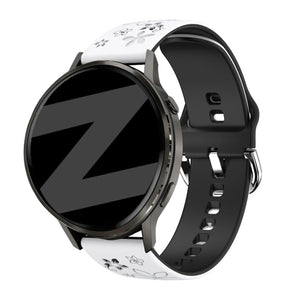 Bandz Garmin Vivomove 3 Silicone Strap 'Flowers' (White/Black)