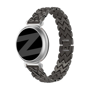 Metal Strap 'V-Type', black, on a watch, 3/4 front view