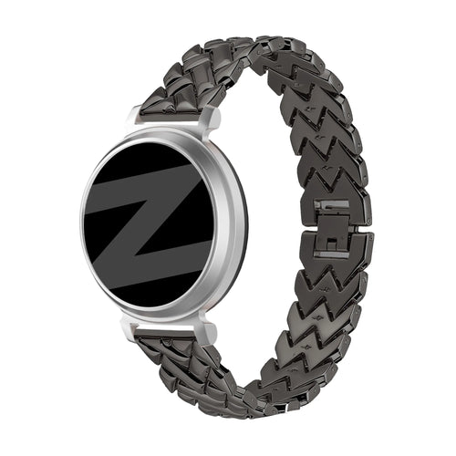 Metal Strap 'V-Type', black, on a watch, 3/4 front view