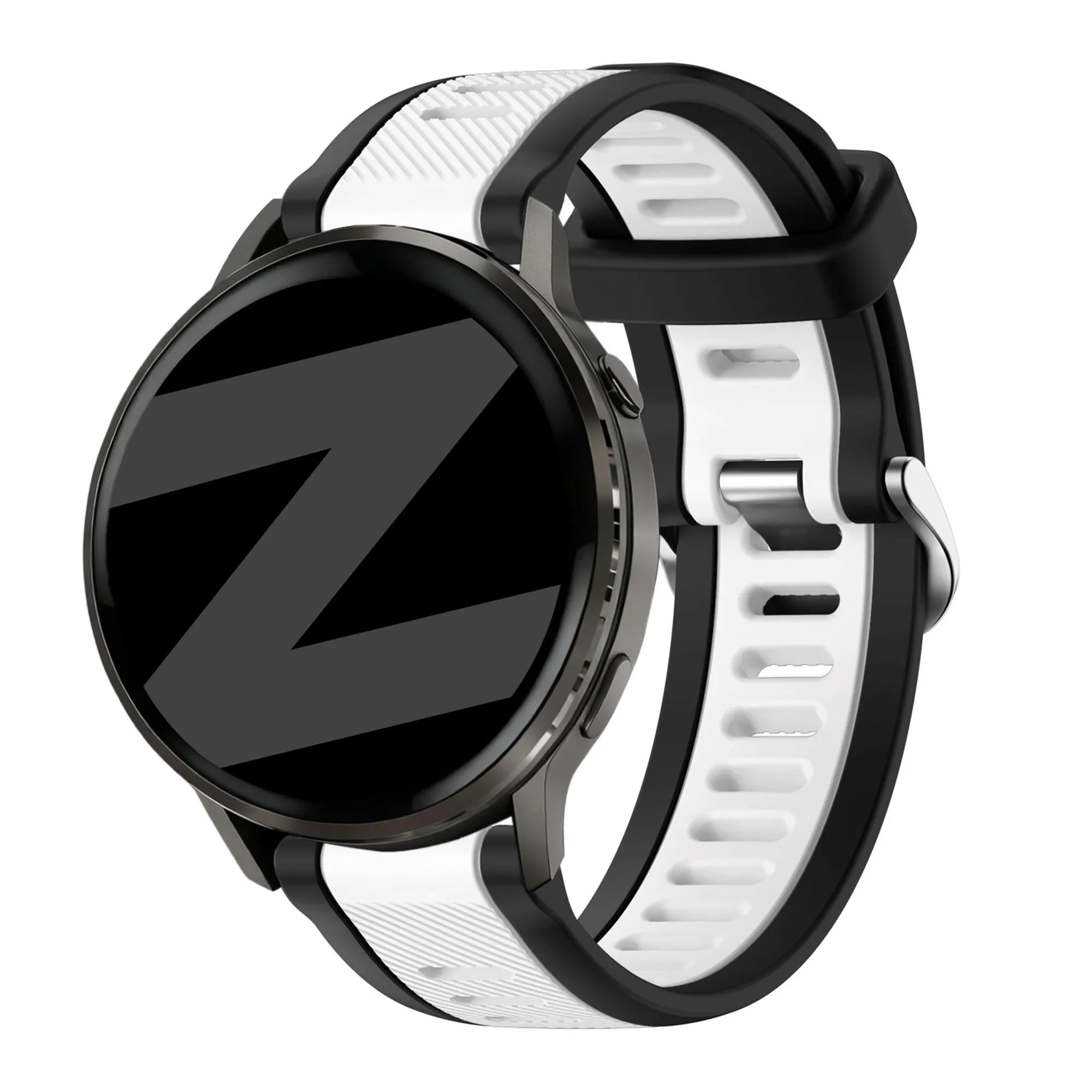 Bandz Bracelet dual sport avec boucle Garmin Forerunner 570 - 42mm (noir/blanc)