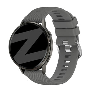 Silicone Strap 'Deluxe', dark grey, on a watch, 3/4 front view