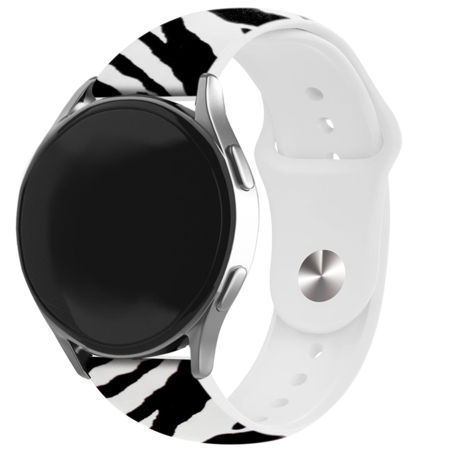 Print Silicone Strap, on a watch, 3/4 front view