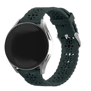 Patterned Silicone Strap, viridian, on a watch, 3/4 front view