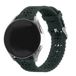 Patterned Silicone Strap, viridian, on a watch, 3/4 front view