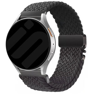 Nylon Braided Strap P-Buckle, grey, on a watch, 3/4 front view