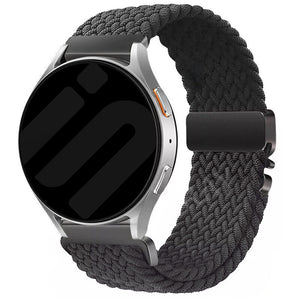 Nylon Braided Strap P-Buckle, grey, on a watch, 3/4 front view