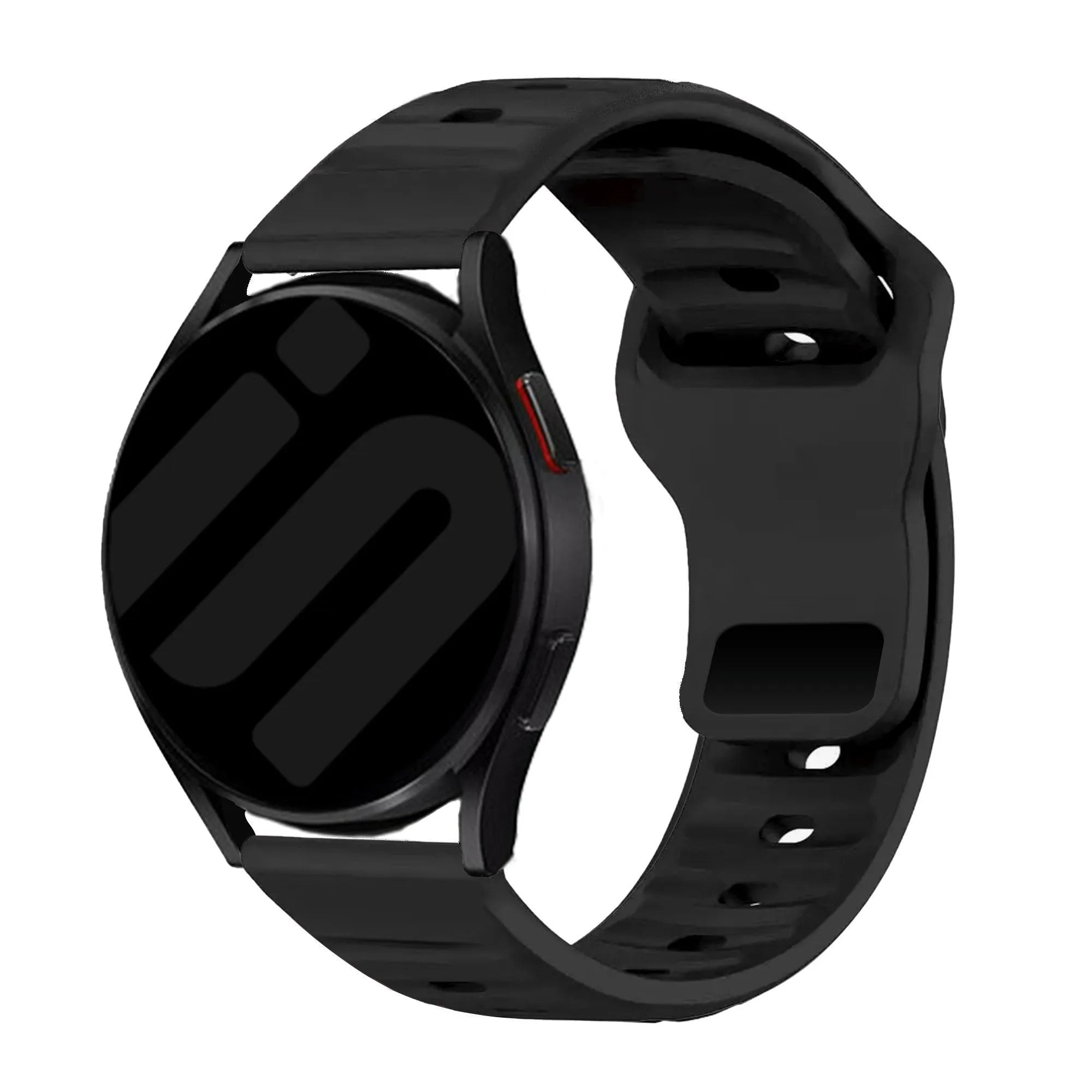 Outdoor Silicone Strap, black, on a watch, 3/4 front view