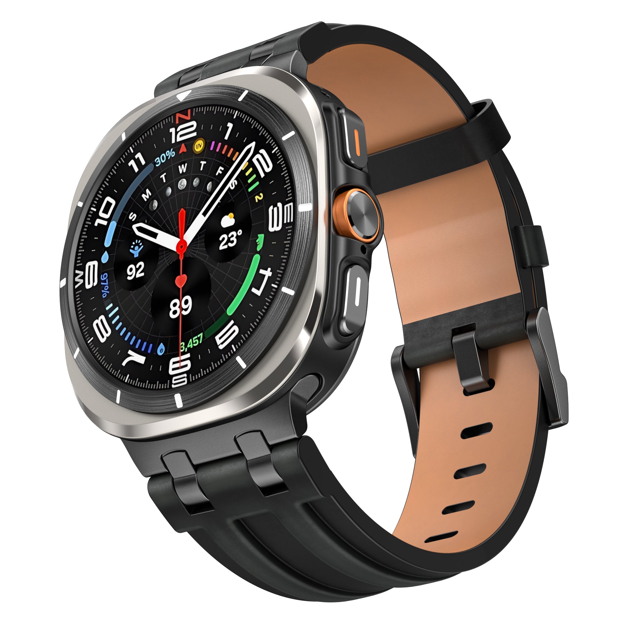 Bracelet cuir solide Samsung Galaxy Watch Ultra 2 (noir)