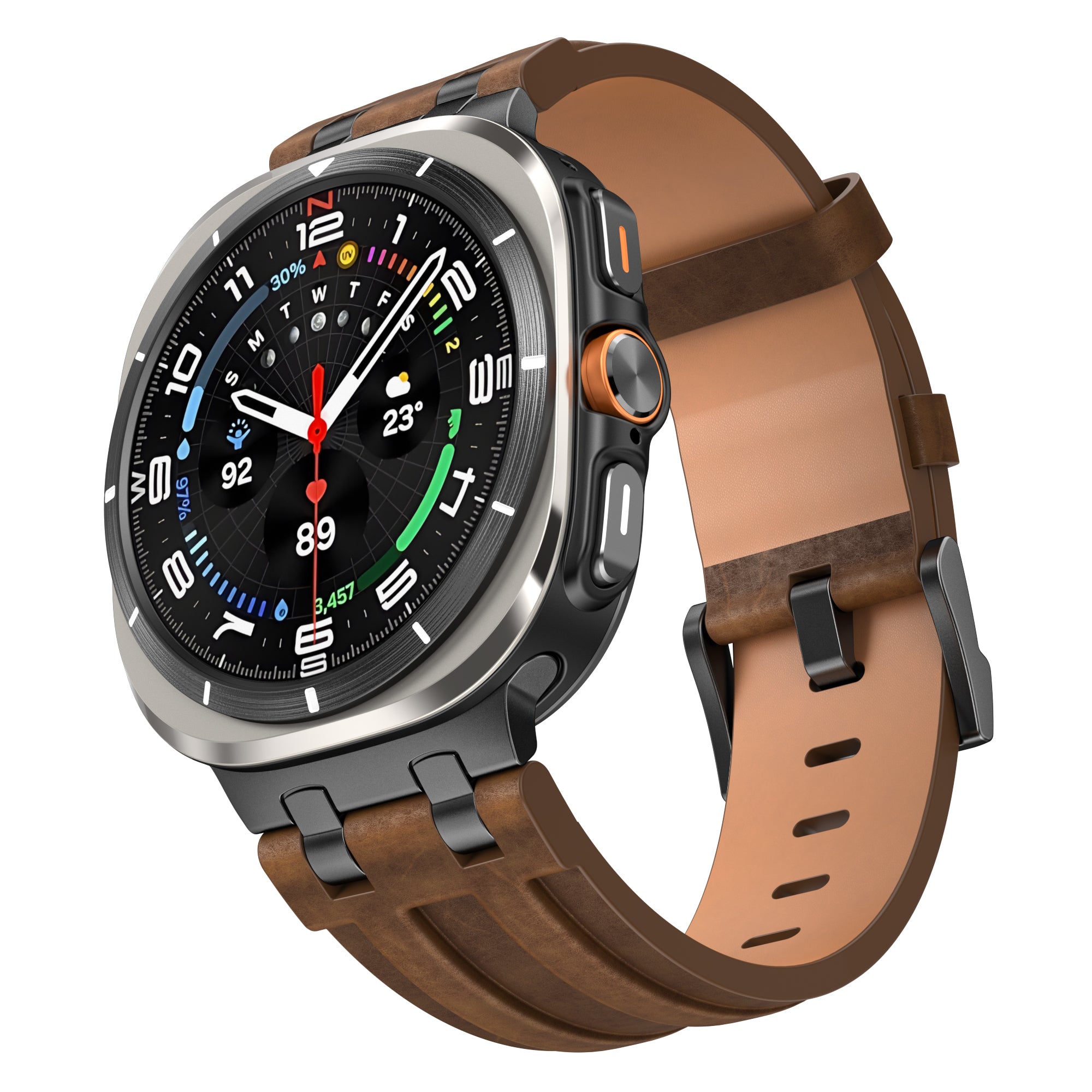 Bracelet cuir solide Samsung Galaxy Watch Ultra 2 (marron foncé)